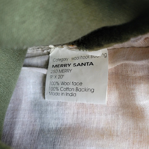 Vintage Wool Christmas Stockings Santa Snowman Yarn Needlework Made in India ×2 - Picture 6 of 6